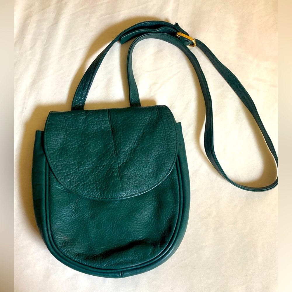 Vintage Teal Leather Shoulder Bag